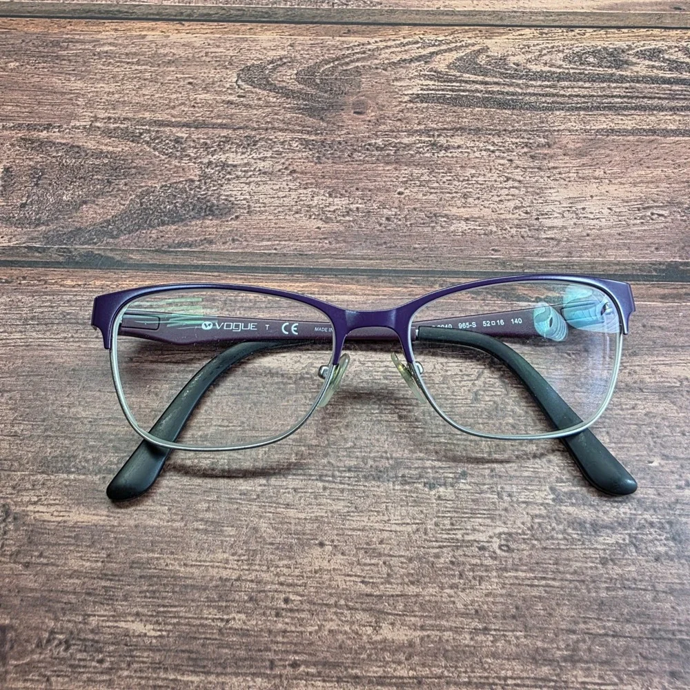 Vogue VO 3940 965-S Purple Silver Semi Rimless Cat Eye Eyeglasses 52-16-140